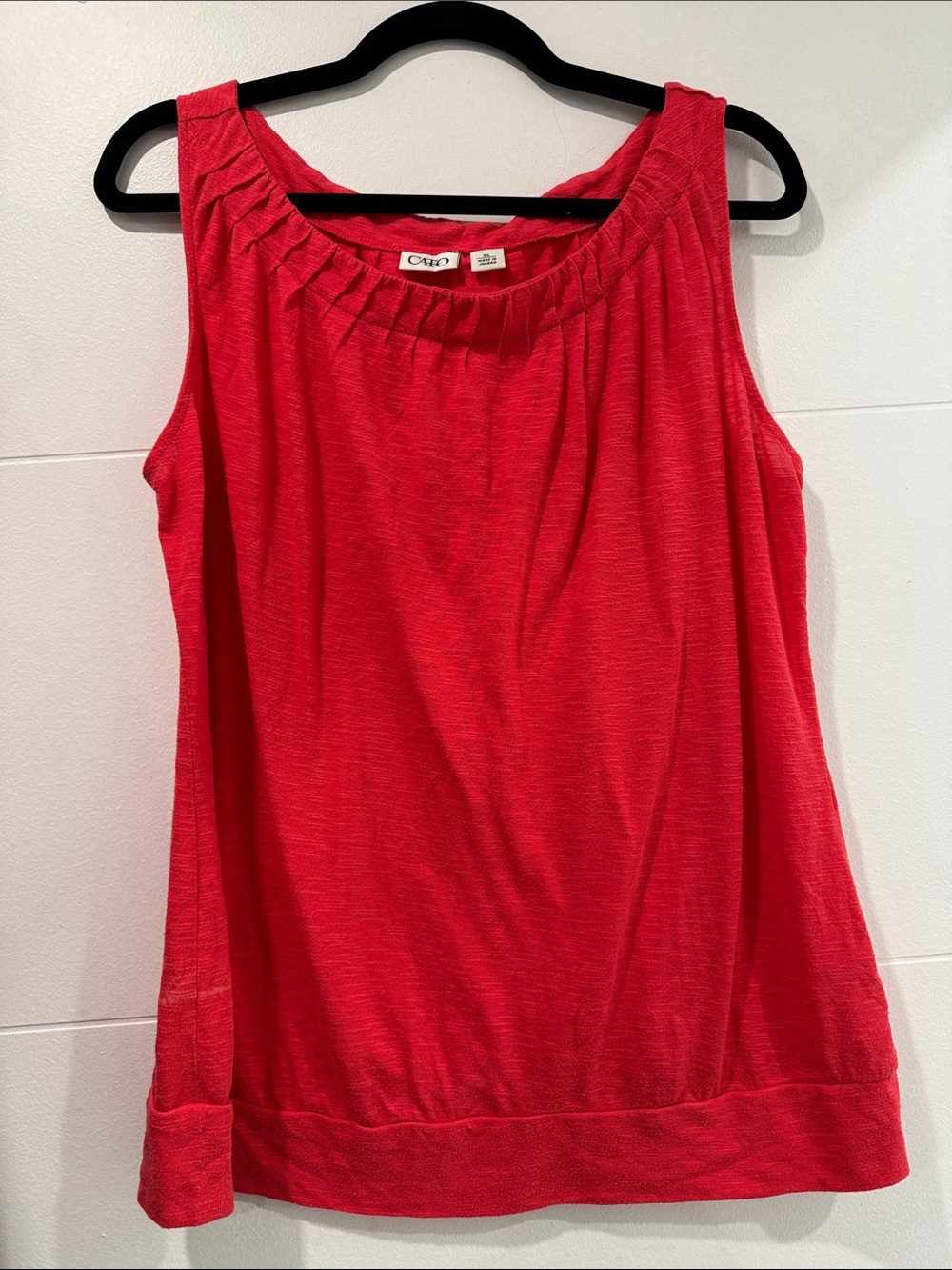 Cato Tank Top Womens XL Red Excellent Pleated Neck Slub Knitโ Sleeveless